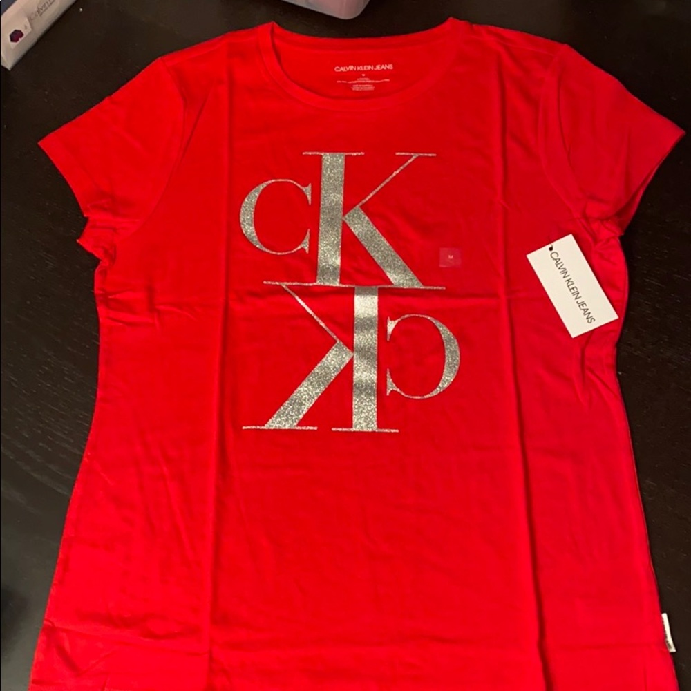Calvin Klein iconic scoop glitter T-shirt